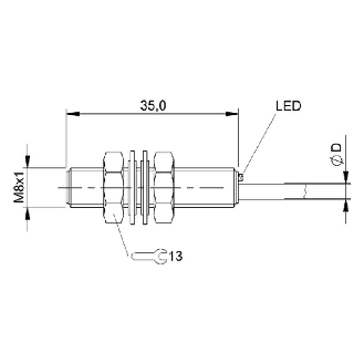 DPI M08 PNP NF P1,5mm noyé lg35mm Inox 10-30Vdc / Câble 2m PUR-Lire la description