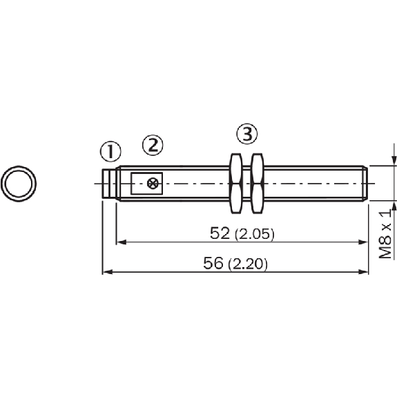 DPI M08 PNP NF P2mm noyé 56(52)mm Inox V2A 10-30Vdc / M08 3P-Lire la description