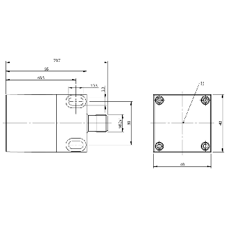 DPI Rect. P25mm non noyé 40x40x70.7mm Inox 150°C / M12 4P-Lire la description