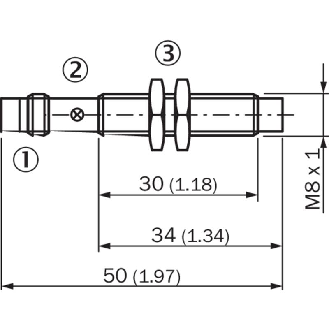 DPI M08 PNP NO P4mm non noyé lg50(30)mm Laiton 10-30Vdc / M08 3P-Lire la description