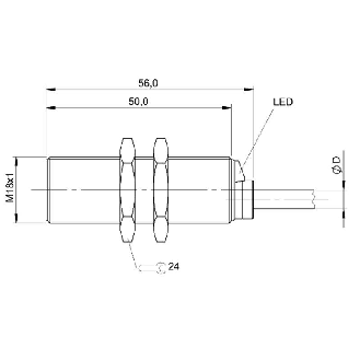 DPI M18 PNP NF P5mm noyé lg50mm Laiton 12-30Vdc / Câble 2m PVC-Lire la description