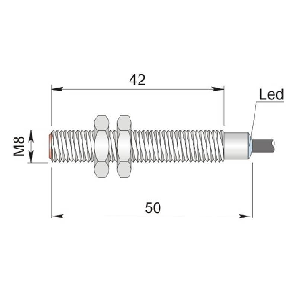 DPI M08 PNP NO P1,5mm noyé 50(42)mm Inox 6-30Vdc / Câble 2m PVC-Lire la description