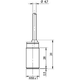 DPI M18 PNP NO P8mm noyé 39(28)mm Laiton 10-30Vdc Câble 2m PVC-Lire la description