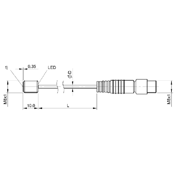 DPI M08 PNP NO P2mm noyé lg10mm Inox 10-30Vdc / M08 3P+C0.3m-Lire la description