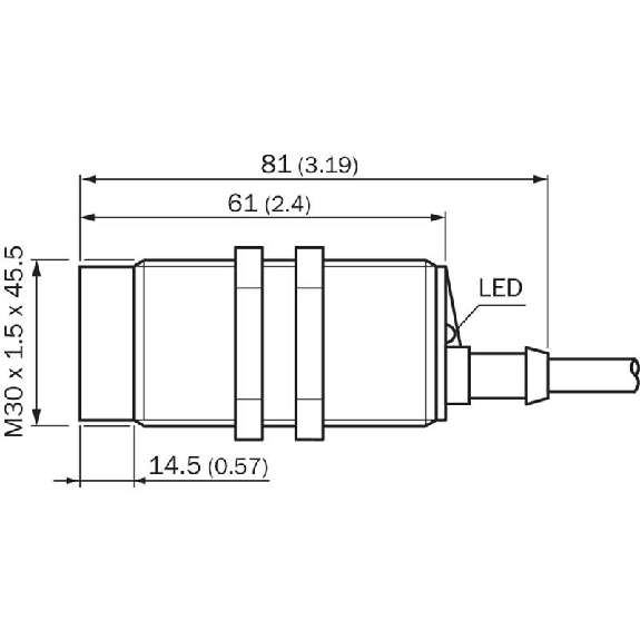 DPC M30 PNP NO+NF P4-25mm non noyé Pot. Plast. 10-36Vdc / Câble 2m-Lire la description
