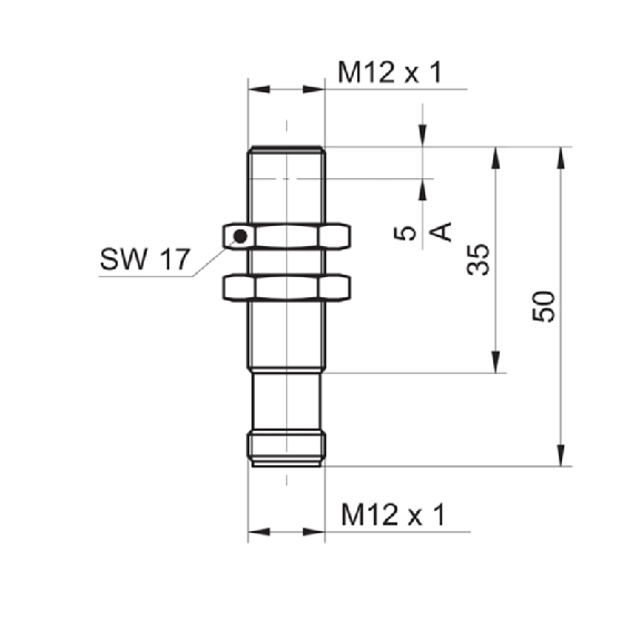 DPI M12 ANA 0-10V P0-4mm noyé 50(35)mm Laiton / M12 4P-Lire la description