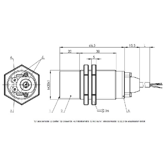 DPC M30 PNP NO/NF P30mm non noyé lg66,5(38)mm PBT / Câble 2m PUR-Lire la description