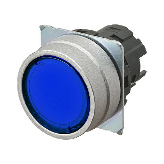 Bp Ø22mm plat momentané bleu transparent lumineux (métal brossé)-Lire la description