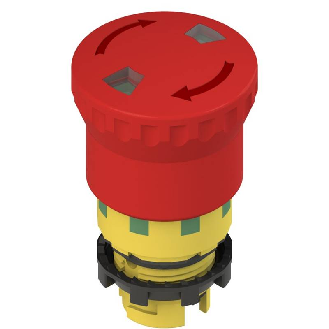 Bouton arrêt d'urgence Ø 40 mm avec déverrouillage par rotation à visualisation d'état et signalisation verte - E2 1PERF4731-Lire la description