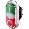 Bouton-poussoir double avec élement DEL, vert I/blanc/rouge 0