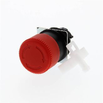 Arrêt urgence Ø22mm, tête Ø30mm, Pousser-Tourner-Lire la description
