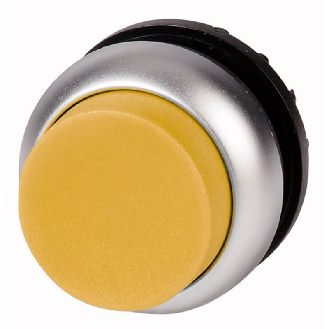 Bouton-poussoir lumineux, saillant, jaune, à rappel-Lire la description