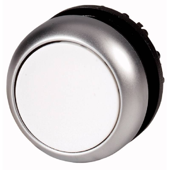 Bouton-poussoir, plat, blanc, à rappel-Lire la description