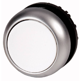 Bouton-poussoir, plat, blanc, à rappel-Lire la description