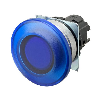 Bp champignon Ø40mm alterné bleu transparent lumineux (métal brossé)-Lire la description