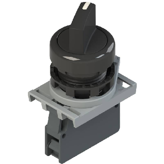 Sélecteur à manette, 2 positions, noir avec marquage, adaptateur de fixation et contacts 1NO rupture lente - E2 AC-DXBC1401-Lire la description