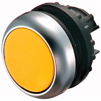 Bouton-poussoir, plat, jaune, à rappel-Lire la description