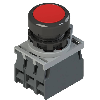 Complet: Bouton poussoir lumineux rouge affleurant (collerette noir)