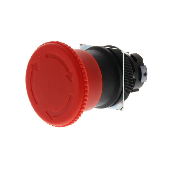 Arrêt urgence Ø22mm, tête Ø40mm, Pousser-Tourner-Lire la description