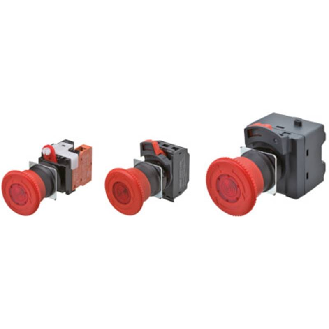 Arrêt urgence Ø22mm, tête Ø30mm, Pousser-Tourner, 1NF-Lire la description