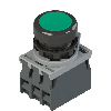 Complet: Bouton poussoir lumineux vert affleurant (collerette noir)
