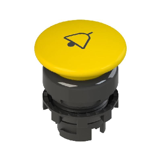 Bouton "coup de poing" Ø36mm à impulsion, jaune marquage (noir)-Lire la description
