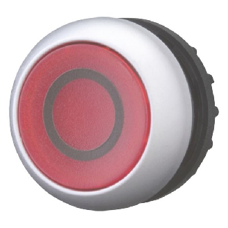 Bouton-poussoir lumineux, plat, rouge "0", à rappel-Lire la description