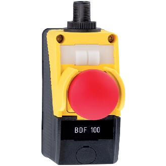 Boîtier de commande avec bouton d'arrêt d'urgence 2NF+1NO, M12 8P-Lire la description