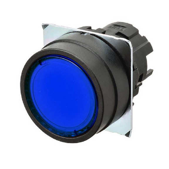 Bp Ø22mm plat momentané bleu transparent lumineux (noir)-Lire la description