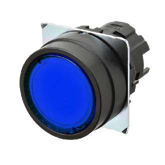 Bp Ø22mm plat momentané bleu transparent lumineux (noir)-Lire la description