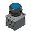 Complet: Bouton poussoir lumineux bleu affleurant (collerette noir)