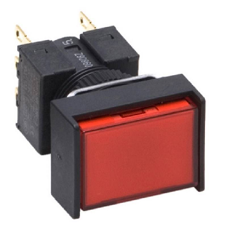 Bouton poussoir complet, dia. 16 mm, lumineu LED rouge 24 VDC, SPDT-Lire la description