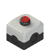 Boîte grise, IP69K 1 bouton "O" dépassant rouge 1NF