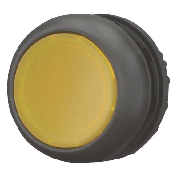 Bouton-poussoir lumineux, plat, jaune, à rappel-Lire la description