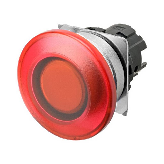 Bp champignon Ø40mm alterné rouge transparent lumineux (métal brossé)-Lire la description