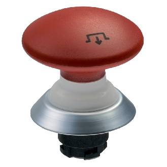 BOUTON ARRET D'URGENCE PLASTIQUE, ROUGE, POUSSER-TIRER-Lire la description