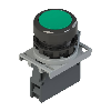 Complet: Bp vert affleurant, adapt. de fixation et contacts 1NO