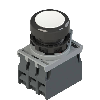 Complet: Bouton poussoir lumineux blanc affleurant (collerette noir)