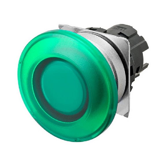 Bp champignon Ø40mm alterné vert transparent lumineux (métal brossé)-Lire la description