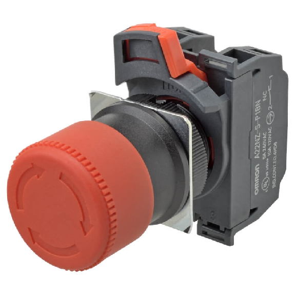 Bt arrêt d'urgence Ø30mm, 2NF (1NF + 1NF), push-in-Lire la description
