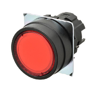Bp Ø22mm plat momentané rouge transparent lumineux (noir)-Lire la description