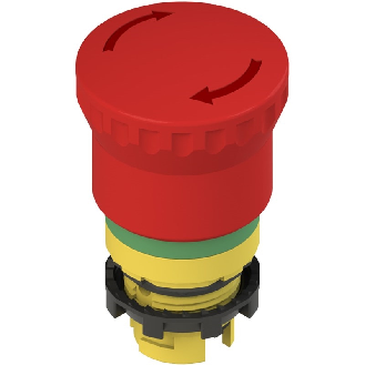 Bouton arrêt d'urg. Ø40mm déver. par rotat. et signal vert -40°C-Lire la description
