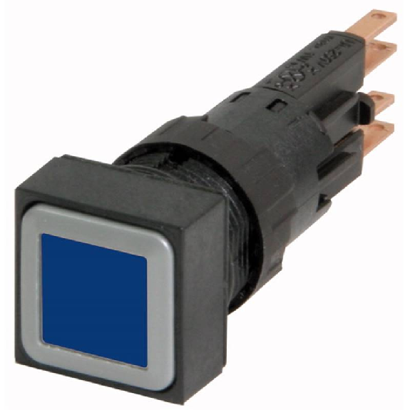 Bouton-poussoir lumineux, bleu, à accrochage, +L 24V-Lire la description