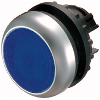 Bouton-poussoir lumineux, plat, bleu, à rappel