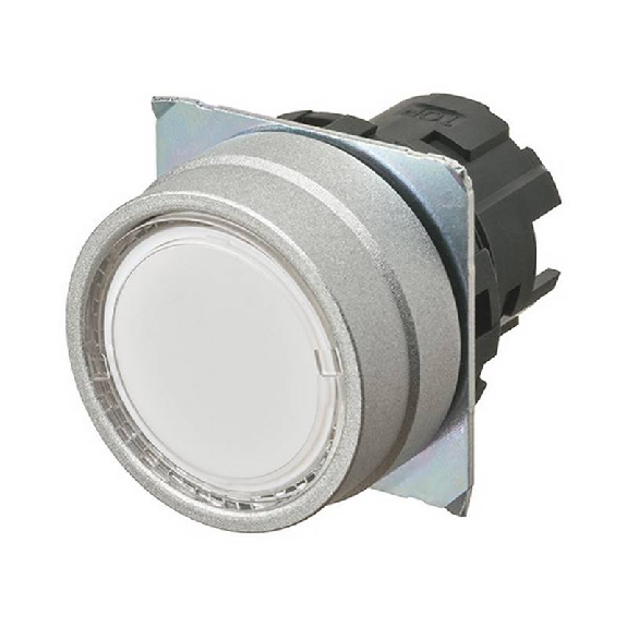 Bp Ø22mm plat momentané blanc transparent lumineux (métal brossé)-Lire la description