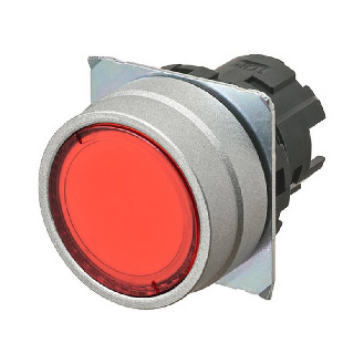 Bp Ø22mm plat momentané rouge transparent lumineux (métal brossé)-Lire la description