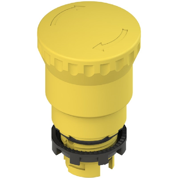Bouton “coup de poing” jaune, déverrouillage par rotation, Ø40mm-Lire la description