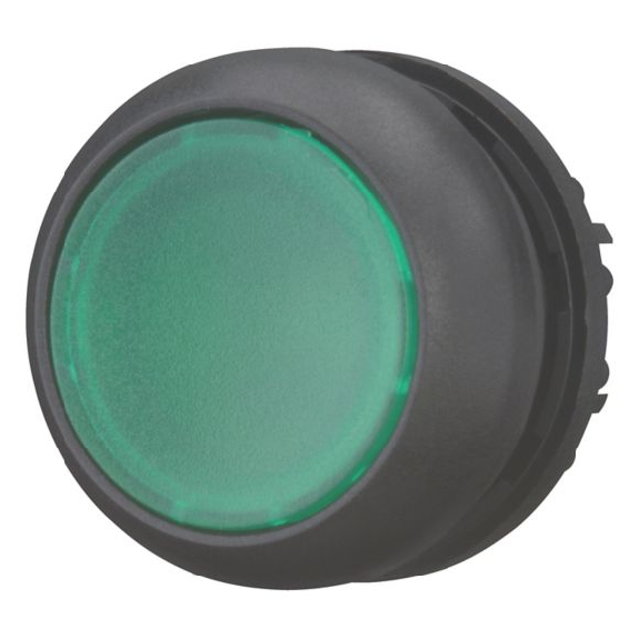 Bouton-poussoir lumineux, plat, vert, à rappel-Lire la description