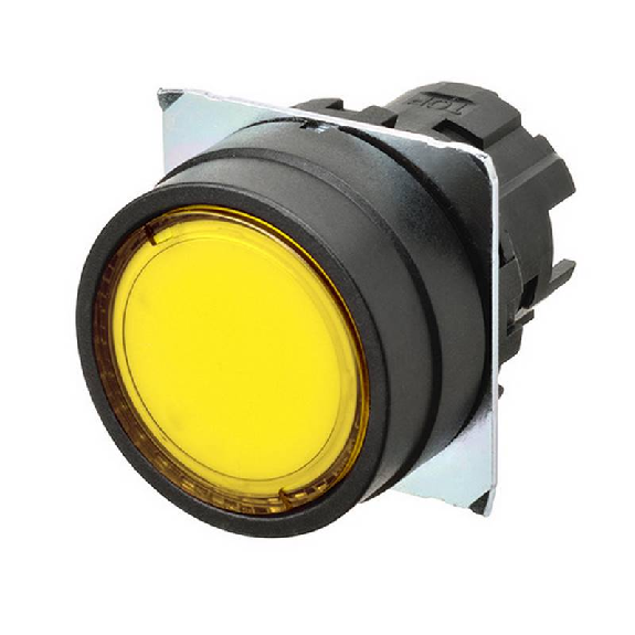 Bp Ø22mm plat momentané jaune transparent lumineux (noir)-Lire la description