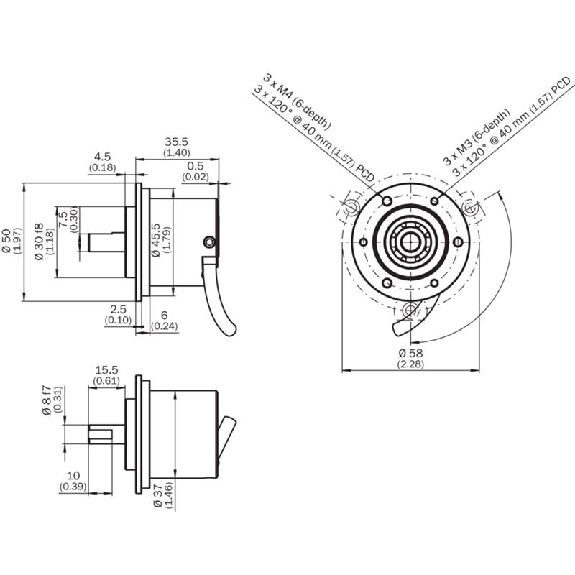 Codeur inc. Ø50mm Axe plein 8mm 01000i/t 7-30Vdc HTL/PushPull C3m Codeur inc. Ø50mm Axe plein 8mm 01000i/t 7-30Vdc HTL/PushPull C3m-Lire la description